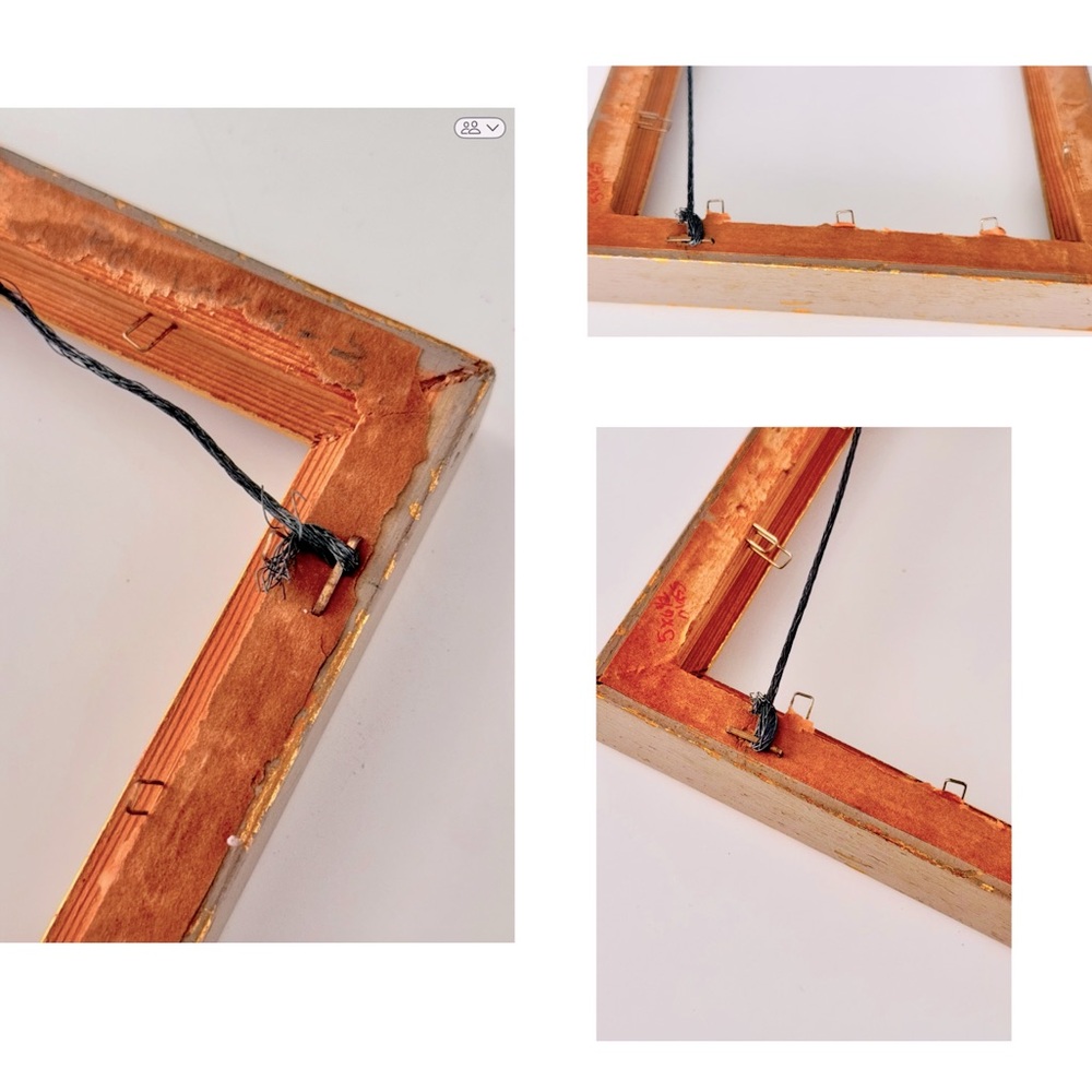 VINTAGE 5x7 Antique Wooden Red Velvet Gold Picture Frame w Wire Hanger - Picture 16 of 16